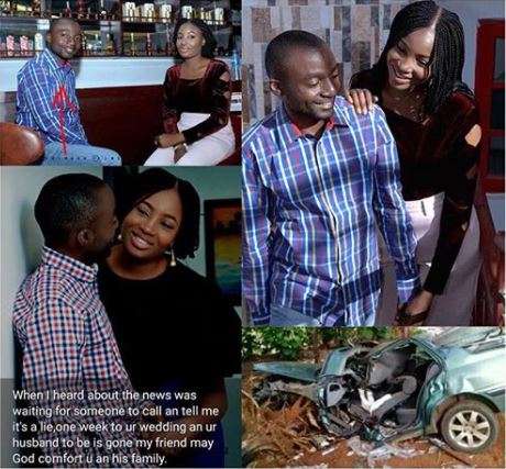 Pre-wedding photos of the deceased and his bride to be as well as a photo of his crushed vehicle (instagram)