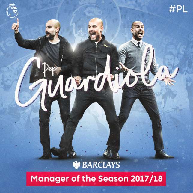 Pep Guardiola was voted the Barclays Coach of the Year (Premier League)