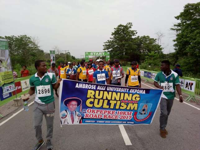 Ambrose Alli University students and management run 10km road race to discourage cultism (Jambito)