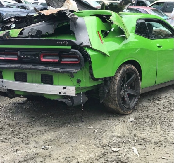 Offset's Dodge Challenger after his car crash (lib)