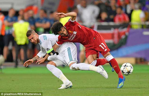 Salah was in tears after a tackle by Sergio Ramos forced off the Champions League final (Rez/Shutterstock)