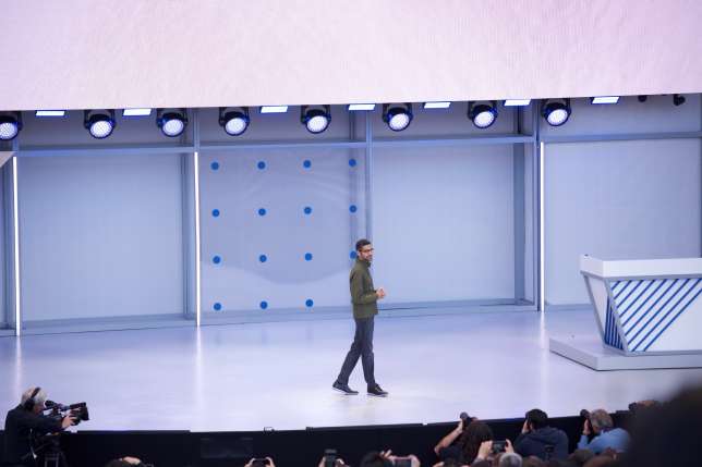 Google CEO Sundar Pichai during the developer conference in California (Greg Sandoval/Business Insider)