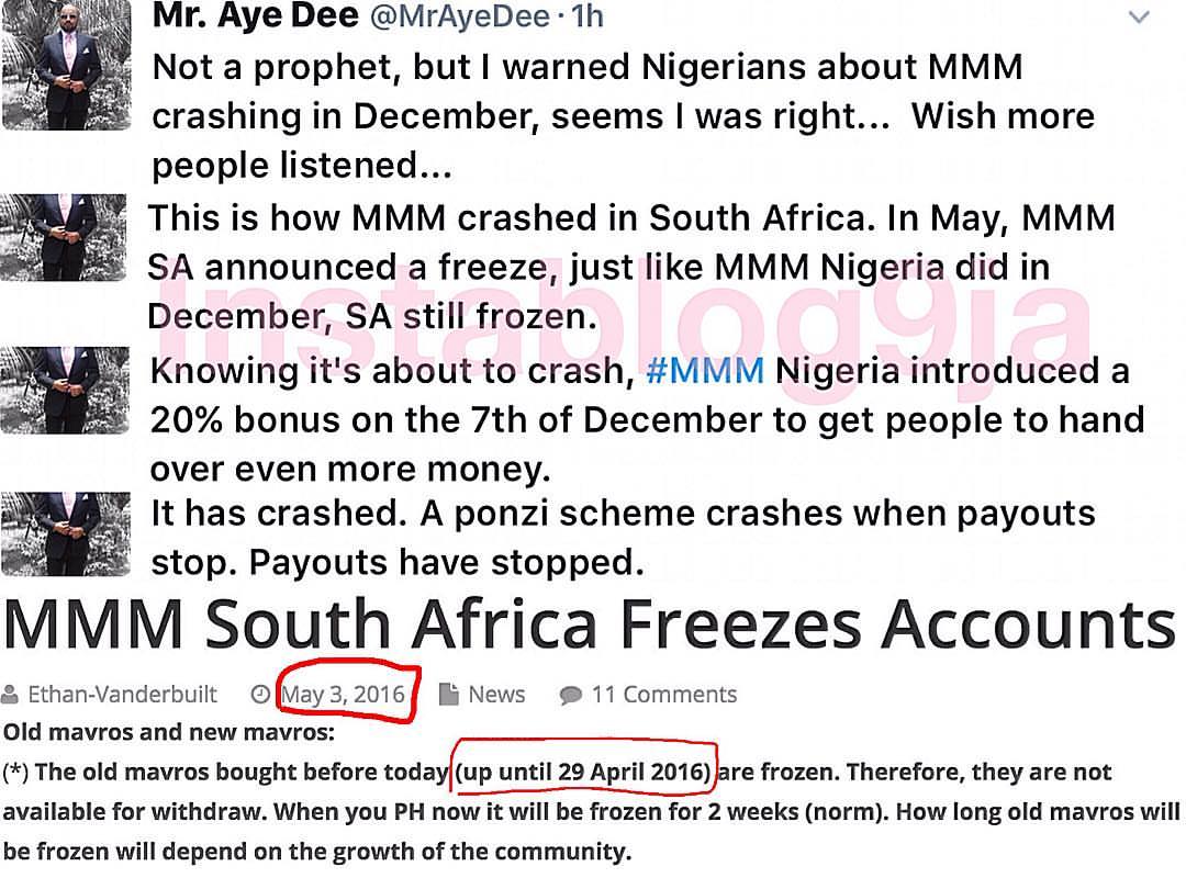'Frozen' was exactly how MMM South Africa Crashed (See Proof)
